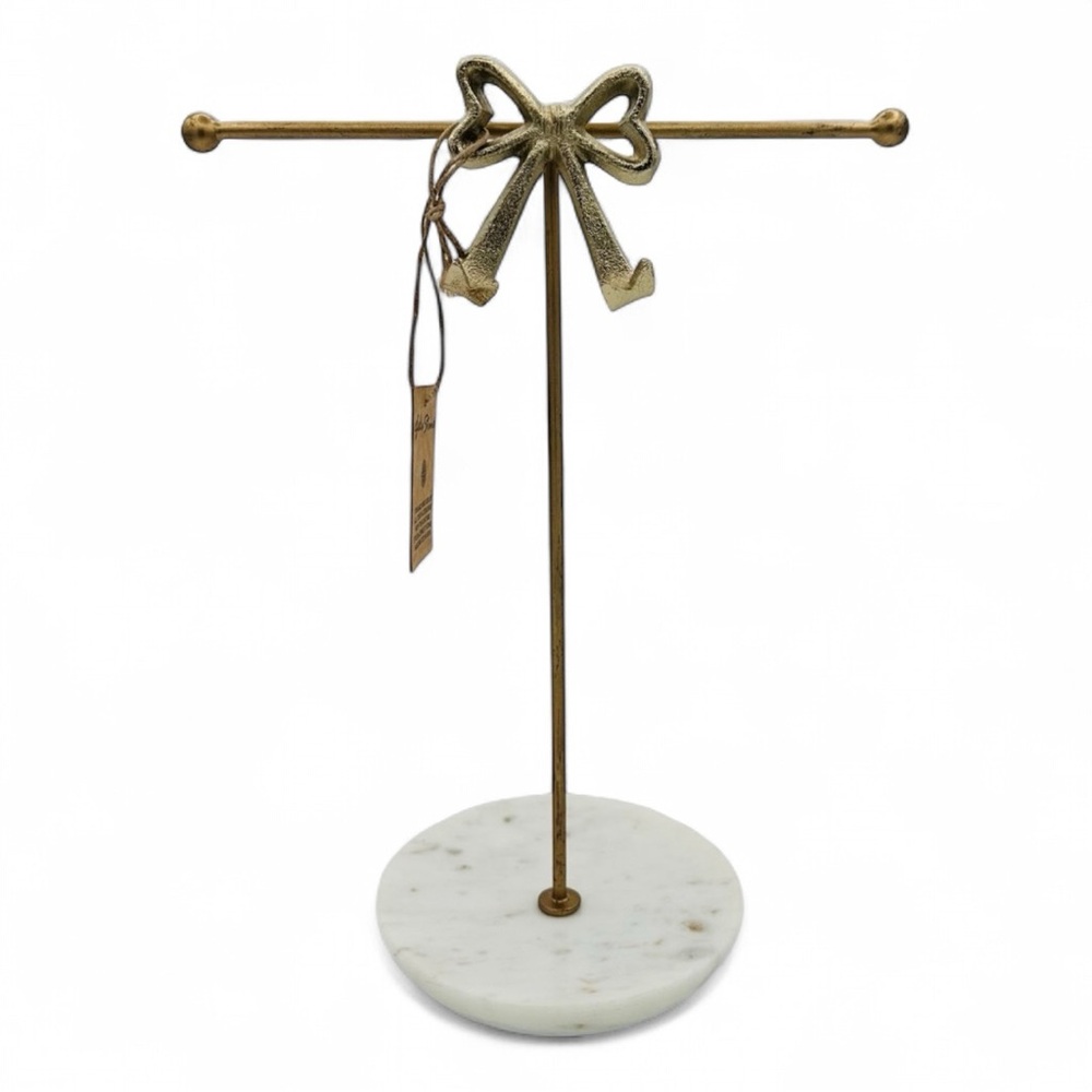 GOLD COQUETTE BOW JEWELRY STAND AND ACCESSORIES TRAY